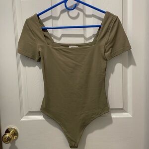Aritzia Olive Green Short Sleeve Bodysuit